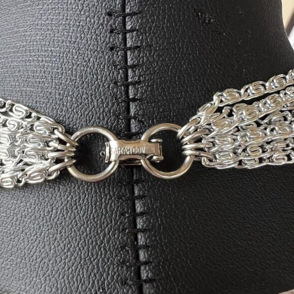 VINTAGE SARAH COVENTRY Women's Choker 8 Strand Silver Tone Aluminum 15 in - Picture 7 of 16